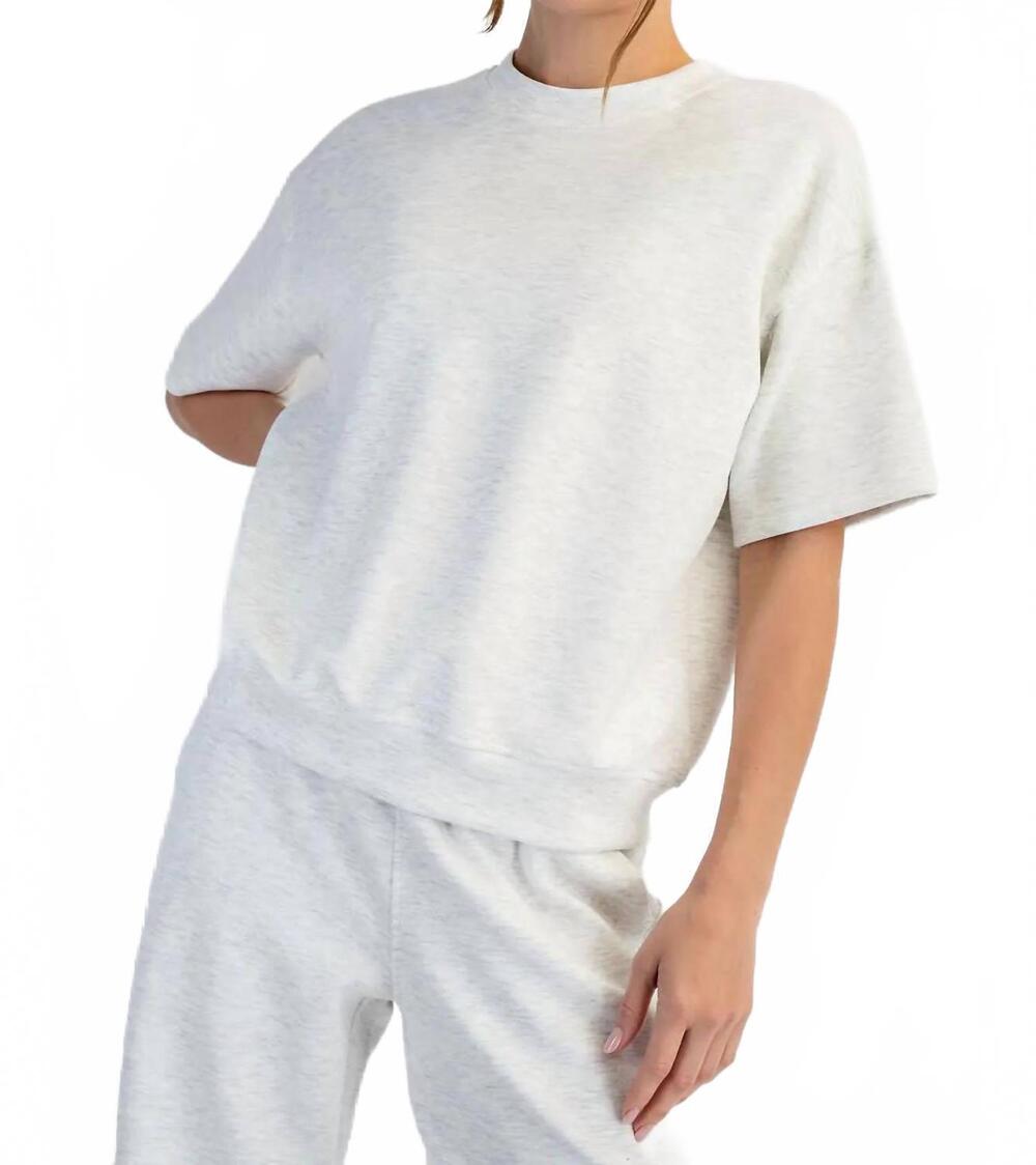 NEW RAE MODE modal scuba basic short sleeve top in light heather grey